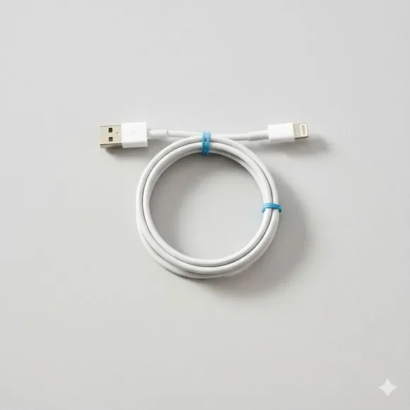 White USB-A to Lightning 41 inch Wire Data Sync Charging Cable - Picture 1 of 4